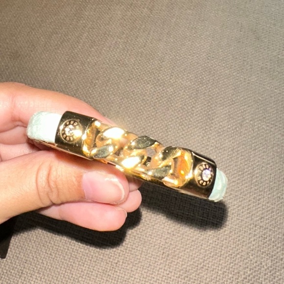 Henri Bendel Gold Chain Bracelet Snake Embossed leather Bracelet cuff bracelet - Picture 7 of 14